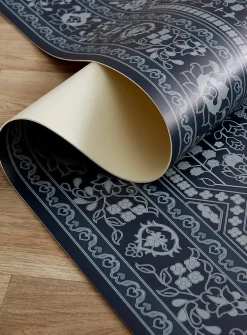 Grey Andalusian medallion vinyl rug