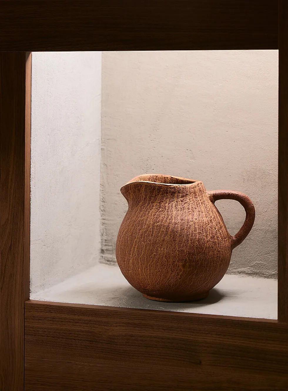 Grooved terracotta jug vase