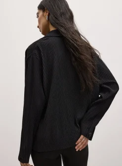 Grooved texture loose double-breasted blazer