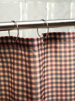 Grunge plaid shower curtain