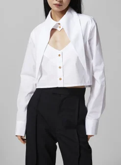 Heart cut-out cropped shirt