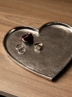 Heart-shaped textured metal tray