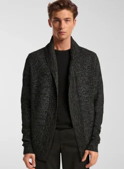 Heathered knit open cardigan