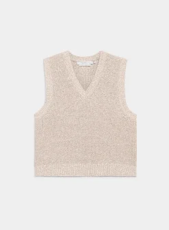 Heathered knit V-neck sweater vest