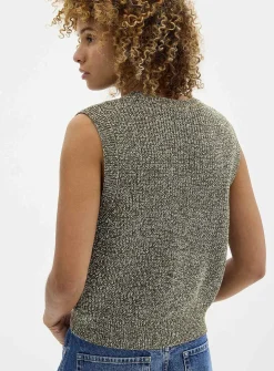 Heathered knit V-neck sweater vest