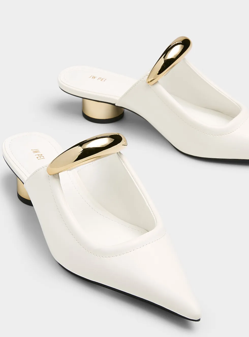 Helena gold accents cream mules