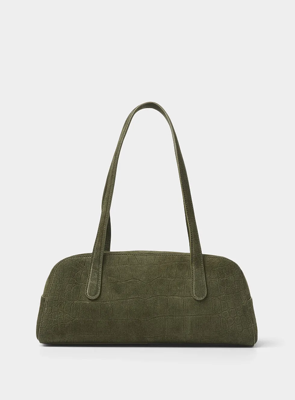 Helios forest green croc-skin suede bag