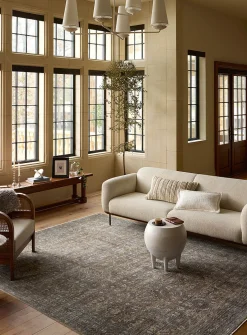 Heritage lagoon blue and tobacco brown indoor rug