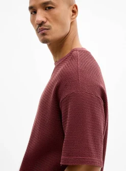 Herringbone textured knit T-shirt