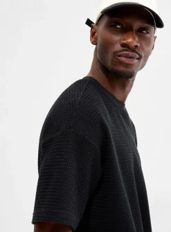 Herringbone textured knit T-shirt
