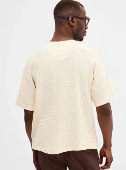 Herringbone textured knit T-shirt