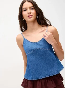 High-cut back denim cami