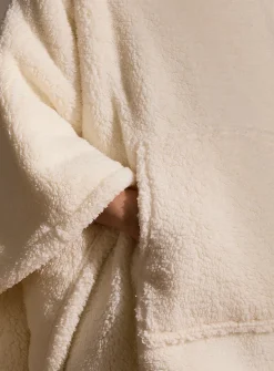 High-pile fleece oversized hooded poncho