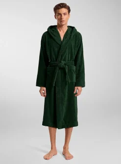 Hooded terry bathrobe