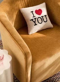 I Love You bouclé removable-cover cushion