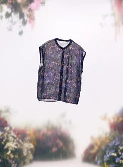 Impressionist irises chiffon blouse