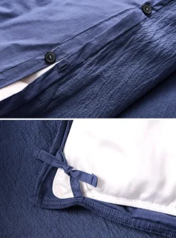 Indigo linen and organic cotton duvet cover set