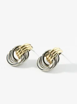 Interlaced-like two-tone earrings