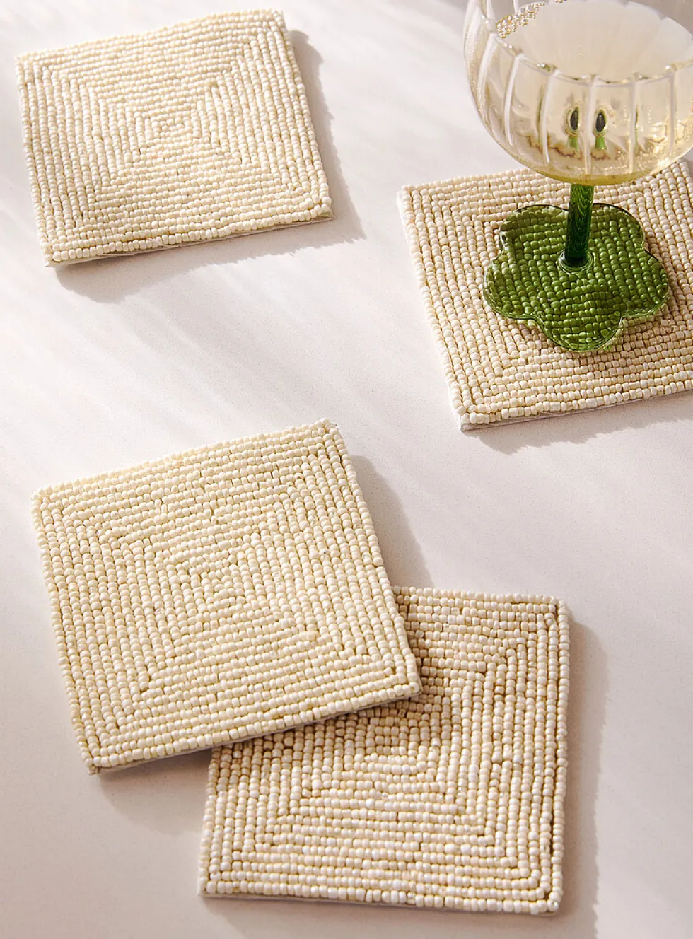Iridescent beads coasters
