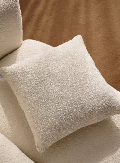 Ivory bouclé fabric removable-cover cushion