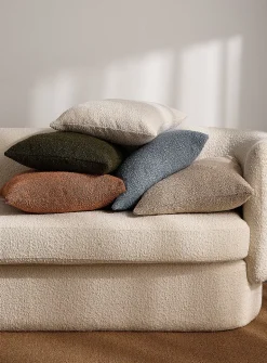 Ivory bouclé fabric removable-cover cushion