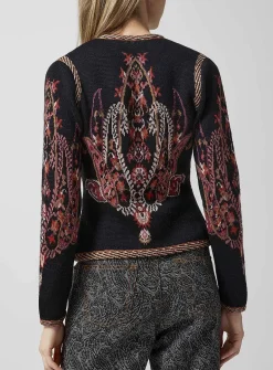 Jacquard paisley wool cardigan
