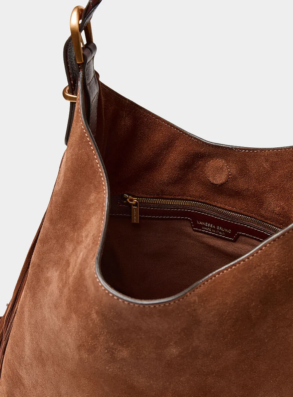 Jess cognac fringed suede hobo bag