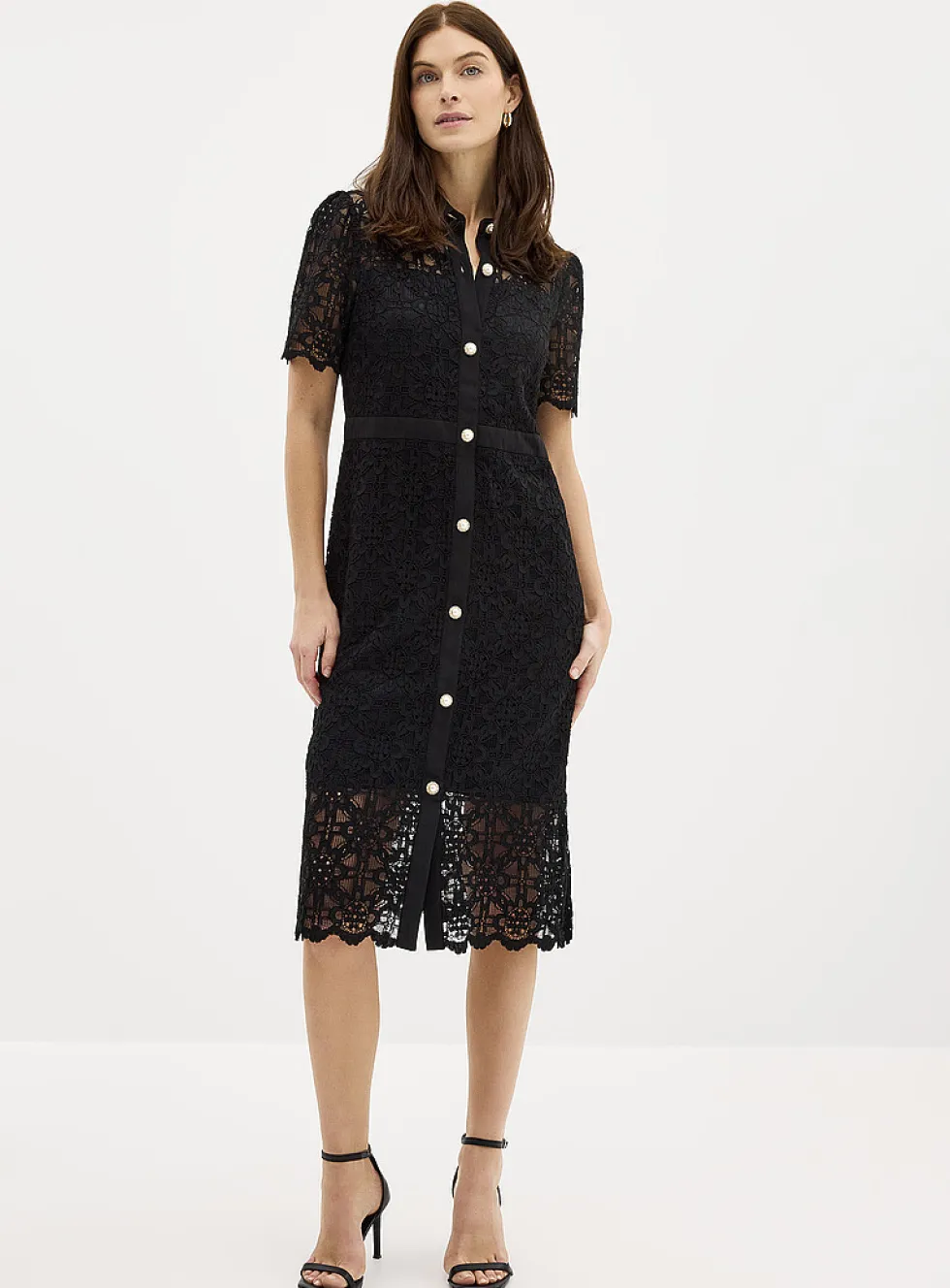 Jewel buttons guipure dress