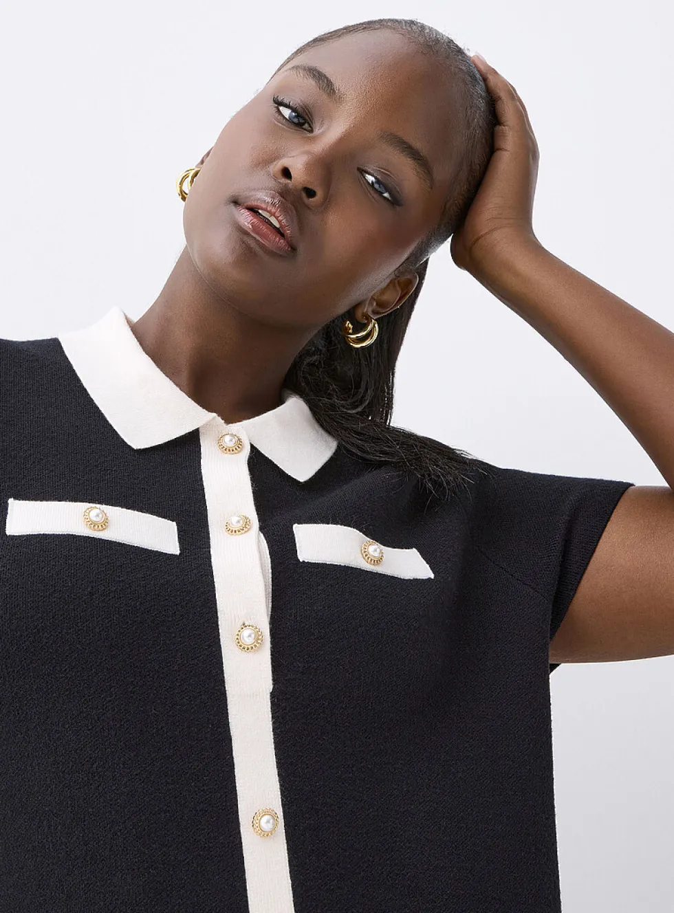 Jewel-button knit dress