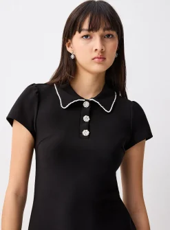 Jewels polo collar minidress
