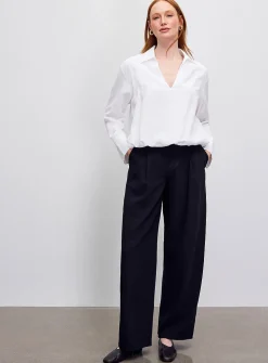 Johnny collar flowy balloon blouse