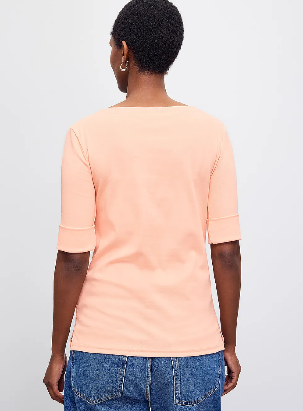 Judy coral boat-neck T-shirt