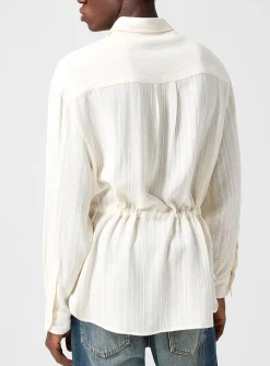 Kali textured stripes belted shirt