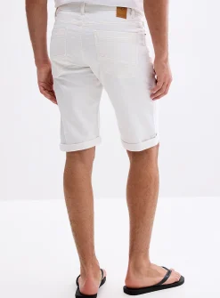 Knit-like underside white denim Bermudas