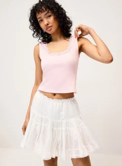 Lace collar cropped cami