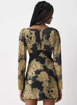 Lace cutouts paisley pattern short dress
