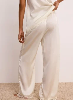 Lace hem satiny pant
