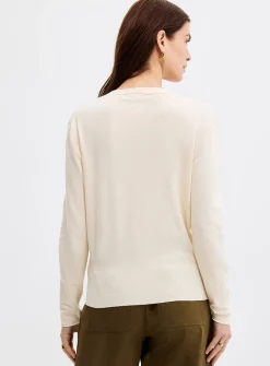Lace insert crossover sweater