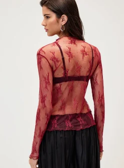 Lace mock neck t-shirt