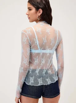 Lace mock neck t-shirt