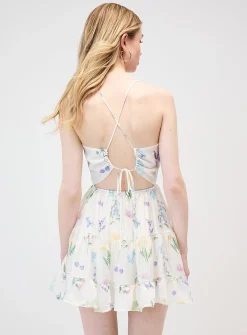 Laced back floral minidress