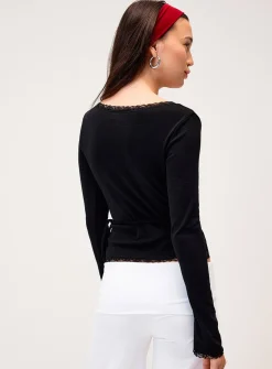 Lace-trim bolero wrap top