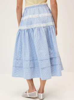 Lace-trim maxi skirt