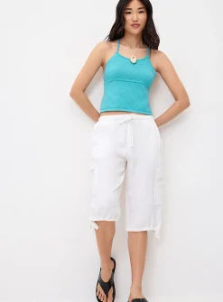 Lace-up back knit cami
