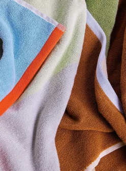 Large colour block contrasting trim towels