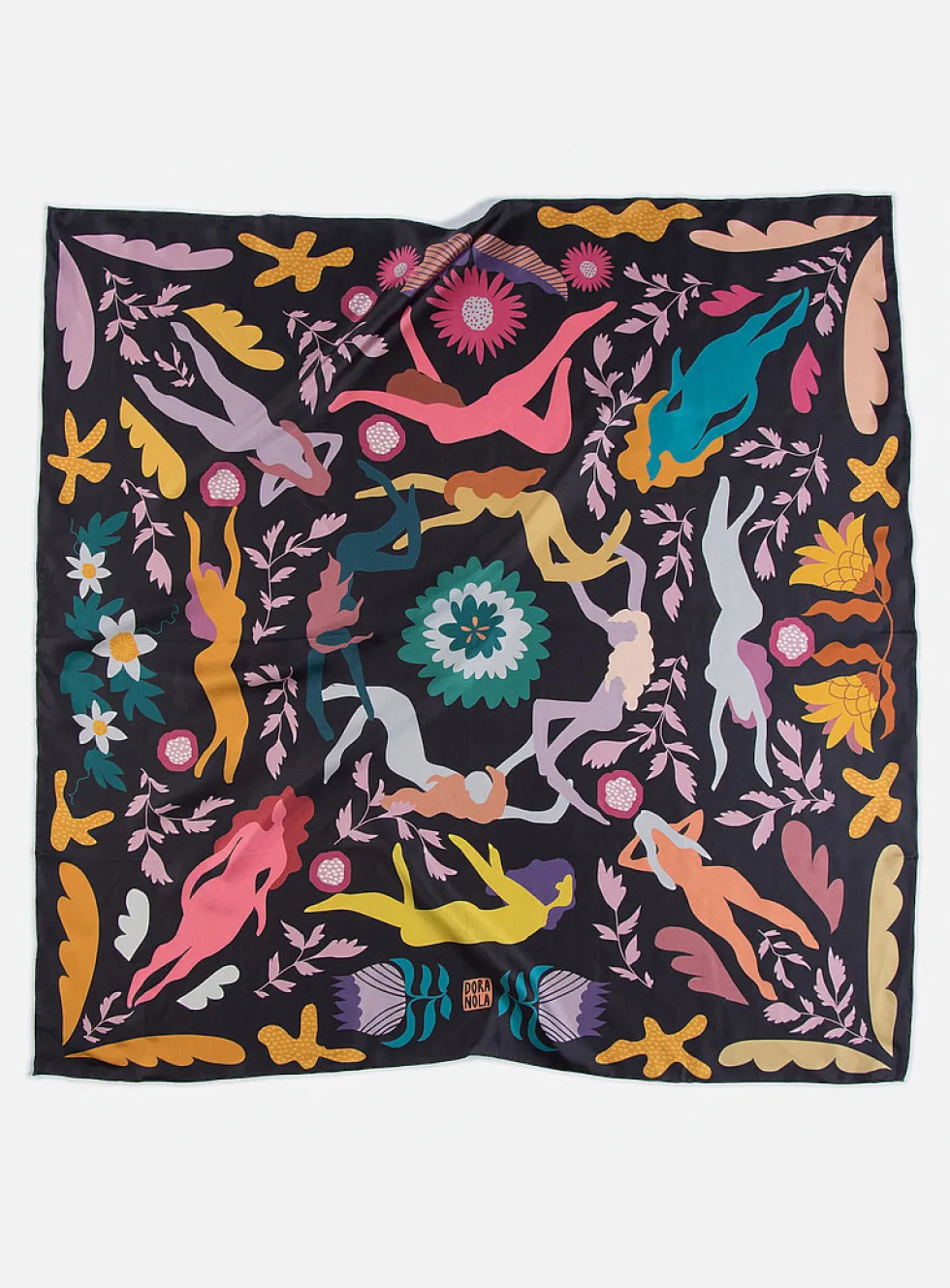 Large colourful pure silk scarf