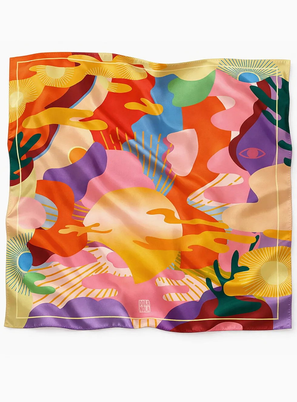 Large colourful pure silk scarf