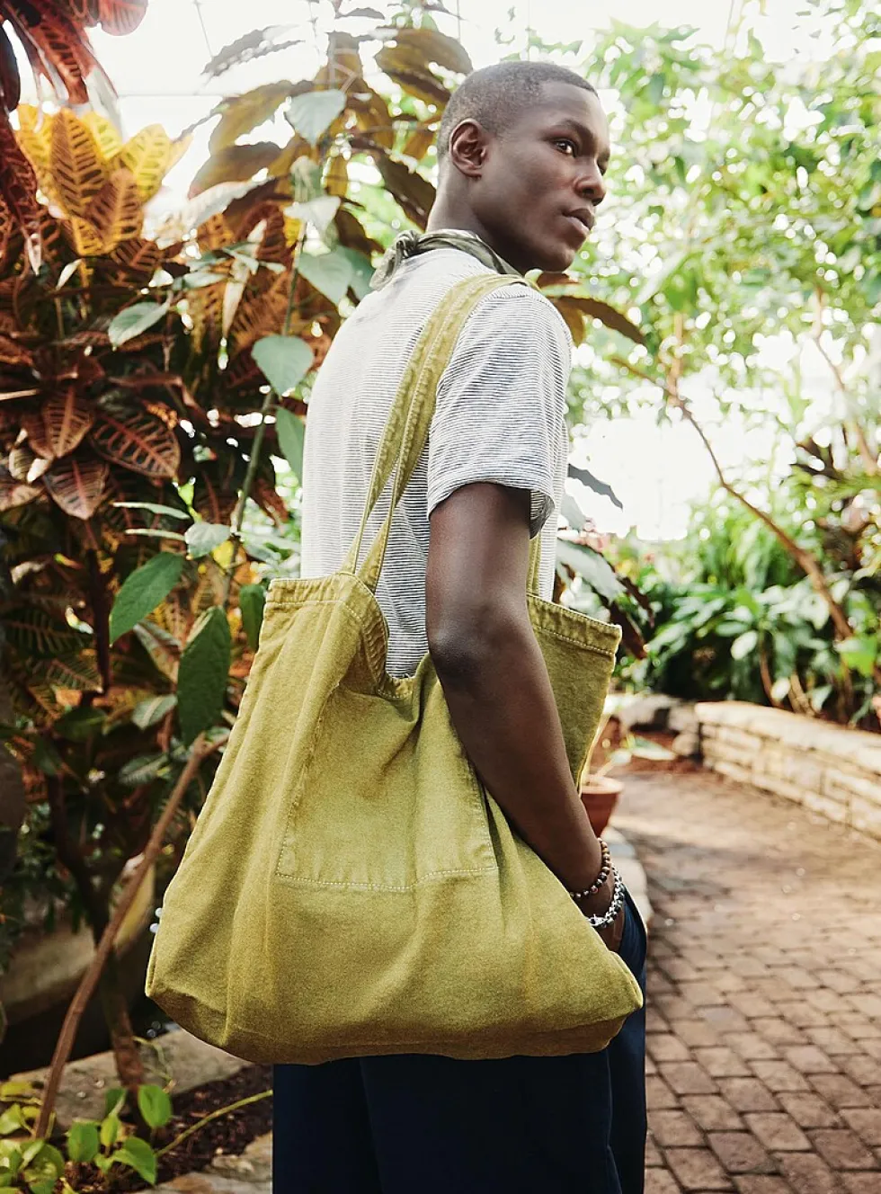 Large faded canvas tote