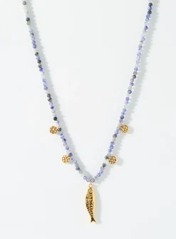 Large fish blue necklace