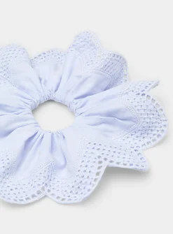 Large pearl and openwork scalloped scrunchie